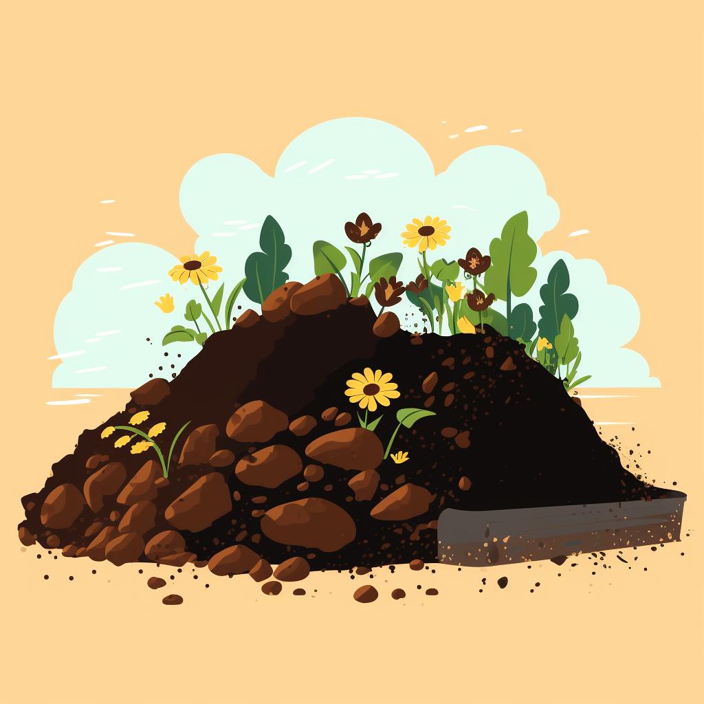 Garden soil being enriched with compost